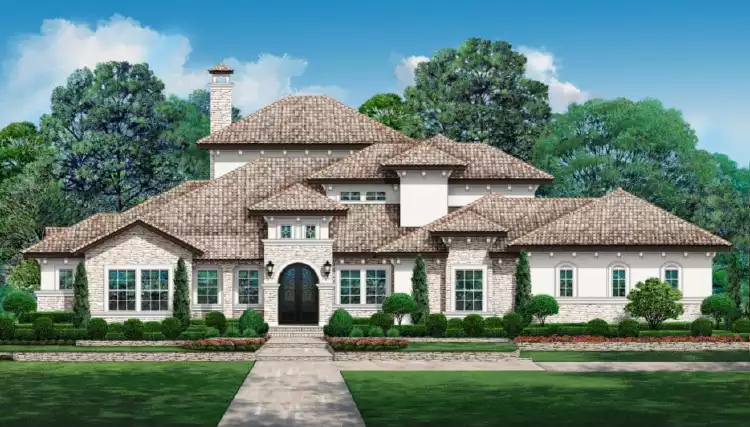 image of large mediterranean house plan 6496